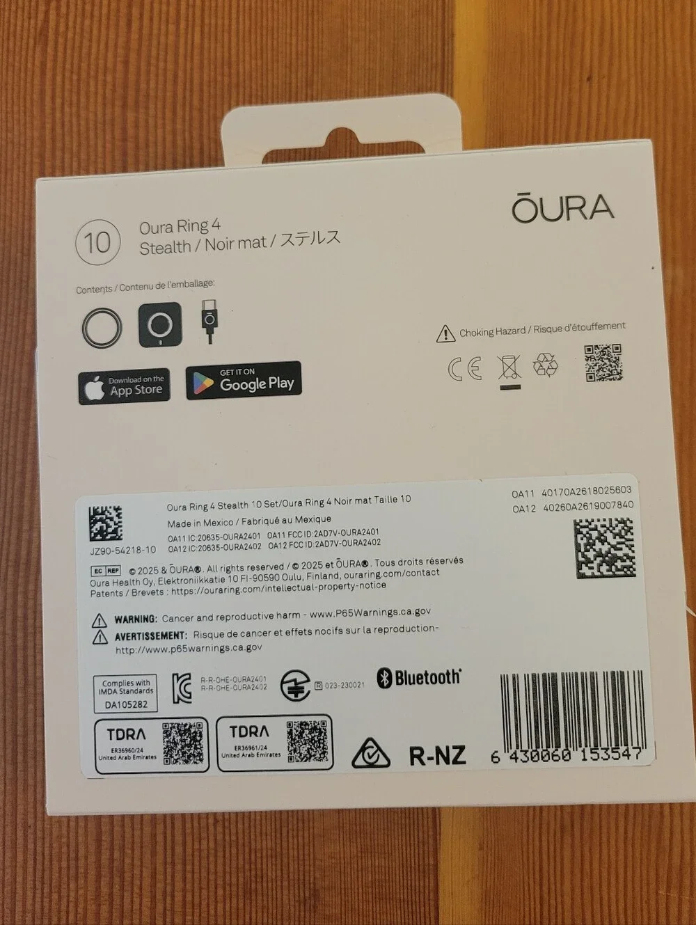 Oura Ring 4 Stealth / Black Size 10